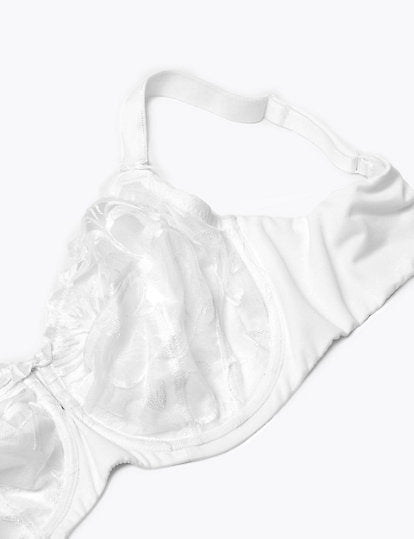 X Over Cotton Non-Padded Embroidered Full Cup Cotton Bra - Aliffnoon