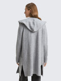 Women’s Long Hooded Cardigan – Regular Fit, Melange Knit