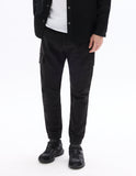 Celio Black Slim Fit Stretch Cotton Cargo Pants