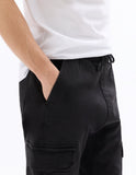 Celio Black Slim Fit Stretch Cotton Cargo Pants