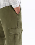 Celio Straight Fit Cargo Pants - Khaki