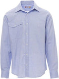 PAYPER Specialist Men's Long Sleeve Shirt 100% Cotton Loose Pearl Effect Shaped Wrist Strap with Yoke and Shooting Darts, Light Blue