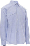 PAYPER Specialist Men's Long Sleeve Shirt 100% Cotton Loose Pearl Effect Shaped Wrist Strap with Yoke and Shooting Darts, Light Blue