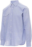 PAYPER Specialist Men's Long Sleeve Shirt 100% Cotton Loose Pearl Effect Shaped Wrist Strap with Yoke and Shooting Darts, Light Blue