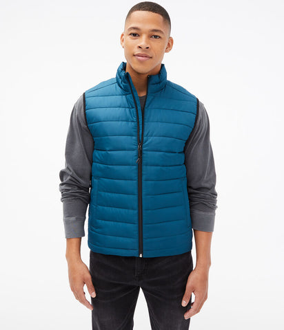 Aeropostale Quilted Puffer Vest Aruba Teal