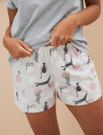 M&S Collection Pyjamas Cotton Rich Cat Print Short Pyjama Set