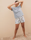 M&S Collection Pyjamas Cotton Rich Cat Print Short Pyjama Set