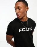 FCUK logo print t-shirt in black