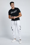BLOOMEFIELD WHITE TWILL JOGGER PANT WITH ZIPPER POCKET