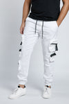 BLOOMEFIELD WHITE TWILL JOGGER PANT WITH ZIPPER POCKET