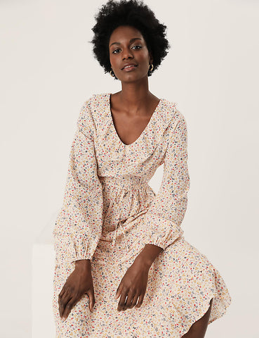 M&S COLLECTION
Pure Cotton Ditsy Floral Midi Waisted Dress