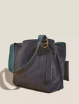 Hannah Leather Tote Bag - Navy