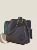 Hannah Leather Tote Bag - Navy