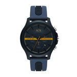 ARMANI EXCHANGE MEN'S CHRONOGRAPH BLACK AND BLUE SILICONE BLUE DIAL WATCH