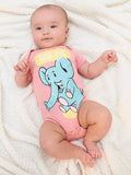 Cotton bodysuits for babies with an elephant print