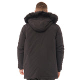 Brave Soul Mens Wonderwall Parka With Faux Fur Hood Black