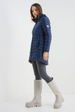 Women’s Long Padded Hooded Jacket – Navy Blue