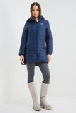 Women’s Long Padded Hooded Jacket – Navy Blue