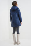 Women’s Long Padded Hooded Jacket – Navy Blue