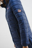 Women’s Long Padded Hooded Jacket – Navy Blue