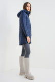 Women’s Long Padded Hooded Jacket – Navy Blue
