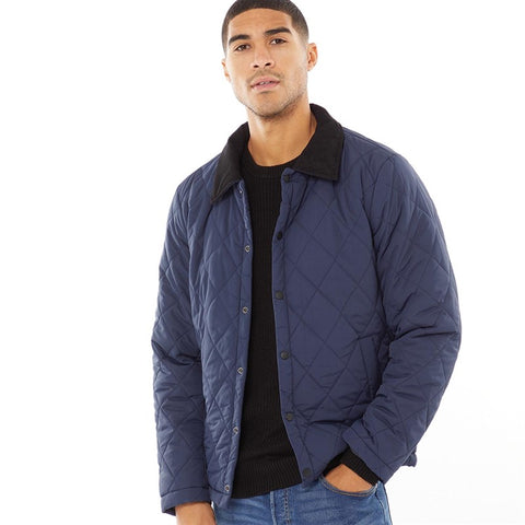 JACK AND JONES Mens Lord Quilted Jacket Navy Blazer