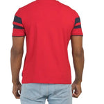 BEN SHERMAN Red Chest Stripe Block Crew Neck Tee