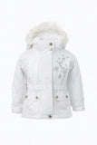 Girls White Faux Hoodie Winter Jacket – 3-in-1 Waterproof & Windproof Coat