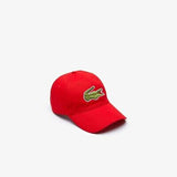 Lacoste Red Current Contrast Strap And Oversized Crocodile Strapback Cap