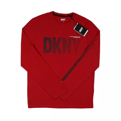 Men's DKNY Cotton Blend Bold Graphic Print Long Sleeve Tee Red