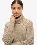 Slouchy Stitch Roll Neck Knit
Colour: Soft Beige Marl