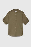 ZRA Khaki Mao Collar Shirt With Sleeve Tabs