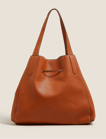 M&S Faux Leather Drawstring Tote Bag