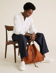 M&S Faux Leather Drawstring Tote Bag