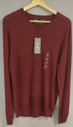 M&S Red Extra Fine Merino Wool V-Neck Jumper