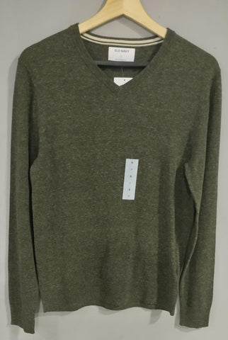 Old Navy Men Sweater Green Marled V Neck Lightweight Cotton