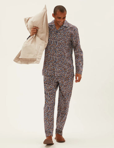 M&S Pure Cotton Bird Print Pyjama Set