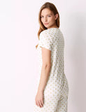 M&S Glitter Star Print Short Sleeve Pyjama Top