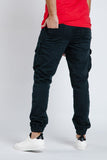 BLOOMEFIELD BLACK KNIT DENIM JOGGER PANT WITH CARGO POCKETS