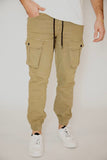 BLOOMEFIELD GOTHIC OLIVE KNIT DENIM JOGGER PANT WITH CARGO POCKETS