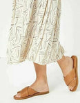 M&S Leather Flat Open Toe Sliders Brown