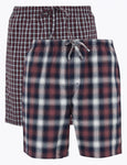 M&S 2 Pack Pure Cotton Checked Pyjama Shorts