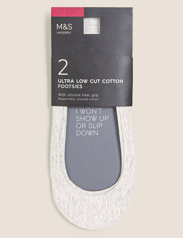 M&S 2pk Ultra Low Cut Footsies