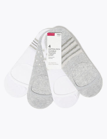 M&S 4pk Cotton Seamless Trainer Liners