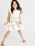 Girls Midi/Knee Length Casual Dress (White, Fashion Sleeve