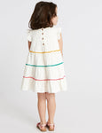 Girls Midi/Knee Length Casual Dress (White, Fashion Sleeve