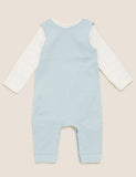 2Pc Pure Cotton Printed Dungarees Outfit
