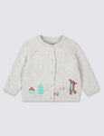Pure Cotton Applique Cardigan