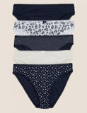 M&S 5PK COTTON LYCRA® DITSY PRINT HIGH LEG KNICKERS