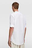 Linen Mao Collar Shirt With Sleeve Tabs By ZARA